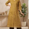 Office Wear Pure Cotton A-Line Long Kurti with Button Down Slit - Image 3