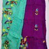 Original Hand Painted Mangalagiri Pattu Dying Saree – 50K Small Zari Border Silk Saree with Grand Hand Paint Pallu & Contrast Blouse