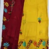 Original Hand Painted Mangalagiri Pattu Dying Saree – 50K Small Zari Border Silk Saree with Grand Hand Paint Pallu & Contrast Blouse - Image 11