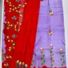 Original Hand Painted Mangalagiri Pattu Dying Saree – 50K Small Zari Border Silk Saree with Grand Hand Paint Pallu & Contrast Blouse - Image 13