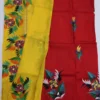 Original Hand Painted Mangalagiri Pattu Dying Saree – 50K Small Zari Border Silk Saree with Grand Hand Paint Pallu & Contrast Blouse - Image 14