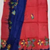 Original Hand Painted Mangalagiri Pattu Dying Saree – 50K Small Zari Border Silk Saree with Grand Hand Paint Pallu & Contrast Blouse - Image 17