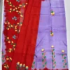 Original Hand Painted Mangalagiri Pattu Dying Saree – 50K Small Zari Border Silk Saree with Grand Hand Paint Pallu & Contrast Blouse - Image 19