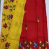 Original Hand Painted Mangalagiri Pattu Dying Saree – 50K Small Zari Border Silk Saree with Grand Hand Paint Pallu & Contrast Blouse - Image 2