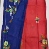 Original Hand Painted Mangalagiri Pattu Dying Saree – 50K Small Zari Border Silk Saree with Grand Hand Paint Pallu & Contrast Blouse - Image 3