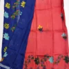 Original Hand Painted Mangalagiri Pattu Dying Saree – 50K Small Zari Border Silk Saree with Grand Hand Paint Pallu & Contrast Blouse - Image 4