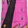Original Hand Painted Mangalagiri Pattu Dying Saree – 50K Small Zari Border Silk Saree with Grand Hand Paint Pallu & Contrast Blouse - Image 5