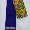 Original Handloom Mangalagiri Pattu Saree – Traditional Nizam Zari Border with Extra Kalahasthi Pen Kalamkari Blouse
