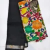 Original Handloom Mangalagiri Pattu Saree – Traditional Nizam Zari Border with Extra Kalahasthi Pen Kalamkari Blouse - Image 4