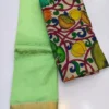 Original Handloom Mangalagiri Pattu Saree – Traditional Nizam Zari Border with Extra Kalahasthi Pen Kalamkari Blouse - Image 9