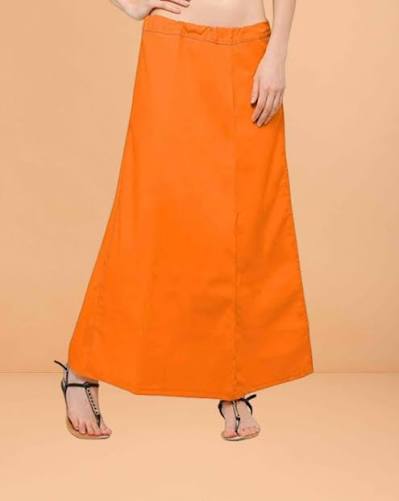 Bright orange pure cotton saree petticoat ready-to-wear premium inskirt for women