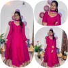 Party Wear Floor-Length Gown with Dupatta – Real Mirror & Pearl Lace Neck with 4-Meter Flair (Sizes S–3XL) - Image 10