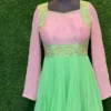 Pink & Mint Green Embroidered Anarkali Suit | Designer Party Wear Georgette Long Gown