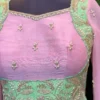 Pink & Mint Green Embroidered Anarkali Suit | Designer Party Wear Georgette Long Gown - Image 4