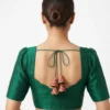 Plain Raw Silk Readymade Saree Blouse with Sweetheart Neck & Cutout Back Tassels - Image 5