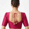 Plain Raw Silk Readymade Saree Blouse with Sweetheart Neck & Cutout Back Tassels - Image 6