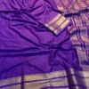 Plain Viscose Chiffon Georgette Saree | Running Blouse with Zari Pallu - Image 11