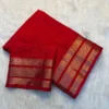 Plain Viscose Chiffon Georgette Saree | Running Blouse with Zari Pallu - Image 12