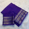 Plain Viscose Chiffon Georgette Saree | Running Blouse with Zari Pallu - Image 3