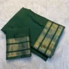 Plain Viscose Chiffon Georgette Saree | Running Blouse with Zari Pallu - Image 4
