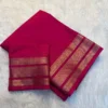 Plain Viscose Chiffon Georgette Saree | Running Blouse with Zari Pallu - Image 9