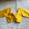 Plain Yellow Raw Silk Sweetheart Blouse with Elbow Sleeves | Ready to Wear Back Dori Saree Blouse
