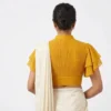 Pleated Collar Readymade Saree Blouse with Tiered Ruffle Butterfly Sleeves & Front Keyhole - Image 7