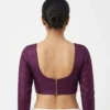 Pleated Front Full Sleeve Saree Blouse | Readymade Deep Back Plain Silk Blouse for Lehenga & Saree