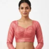 Pleated Front Full Sleeve Saree Blouse | Readymade Deep Back Plain Silk Blouse for Lehenga & Saree - Image 4