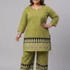Plus Size Cotton Printed Co-Ord Set for Women | Ethnic Kurti with Palazzo Pant Set (3XL to 6XL) - Image 13