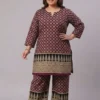 Plus Size Cotton Printed Co-Ord Set for Women | Ethnic Kurti with Palazzo Pant Set (3XL to 6XL) - Image 3