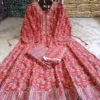 Plus Size Pure Cotton Anarkali Kurti Pant Dupatta Set | Embroidered V-Neck Flared Suit (3XL–6XL) - Image 8