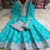 Plus Size Pure Cotton Printed Anarkali Kurti Pant Dupatta Set (3XL to 6XL) | Flared Ethnic Suit Set - Image 14