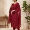 Premium 17Kg Rayon Embroidered Kurti Pant Set with Dupatta | Cutwork Hem Straight Suit with Nazmin Dupatta - Image 10