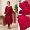 Premium 17Kg Rayon Embroidered Kurti Pant Set with Dupatta | Cutwork Hem Straight Suit with Nazmin Dupatta - Image 8