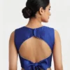 Premium Raw Silk Boat Neck Blouse Featuring Back Bow Tie-Up - Image 2