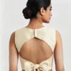 Premium Raw Silk Boat Neck Blouse Featuring Back Bow Tie-Up - Image 4