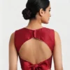 Premium Raw Silk Boat Neck Blouse Featuring Back Bow Tie-Up - Image 5