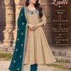 Premium Roman Silk Anarkali Suit Set with Embroidered Yoke, Pant & Contrast Dupatta (Sizes M–3XL) - Image 2