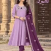 Premium Roman Silk Anarkali Suit Set with Embroidered Yoke, Pant & Contrast Dupatta (Sizes M–3XL) - Image 3