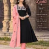 Premium Roman Silk Anarkali Suit Set with Embroidered Yoke, Pant & Contrast Dupatta (Sizes M–3XL) - Image 4