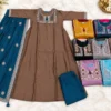 Premium Roman Silk Anarkali Suit Set with Embroidered Yoke, Pant & Contrast Dupatta (Sizes M–3XL) - Image 5