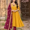 Premium Roman Silk Anarkali Suit Set with Embroidered Yoke, Pant & Contrast Dupatta (Sizes M–3XL) - Image 6