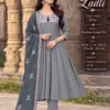Premium Roman Silk Anarkali Suit Set with Embroidered Yoke, Pant & Contrast Dupatta (Sizes M–3XL) - Image 7