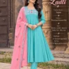 Premium Roman Silk Anarkali Suit Set with Embroidered Yoke, Pant & Contrast Dupatta (Sizes M–3XL) - Image 8