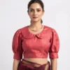 Puff Sleeve Peter Pan Collar Blouse | Designer Readymade Saree Blouse Online - Image 12