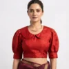 Puff Sleeve Peter Pan Collar Blouse | Designer Readymade Saree Blouse Online - Image 13