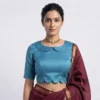 Puff Sleeve Peter Pan Collar Blouse | Designer Readymade Saree Blouse Online - Image 2