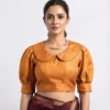 Puff Sleeve Peter Pan Collar Blouse | Designer Readymade Saree Blouse Online - Image 3