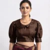 Puff Sleeve Peter Pan Collar Blouse | Designer Readymade Saree Blouse Online - Image 4